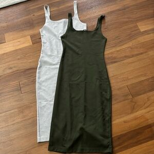 Zara Cotton Midi Dresses Size S Green or M in White Stripe!